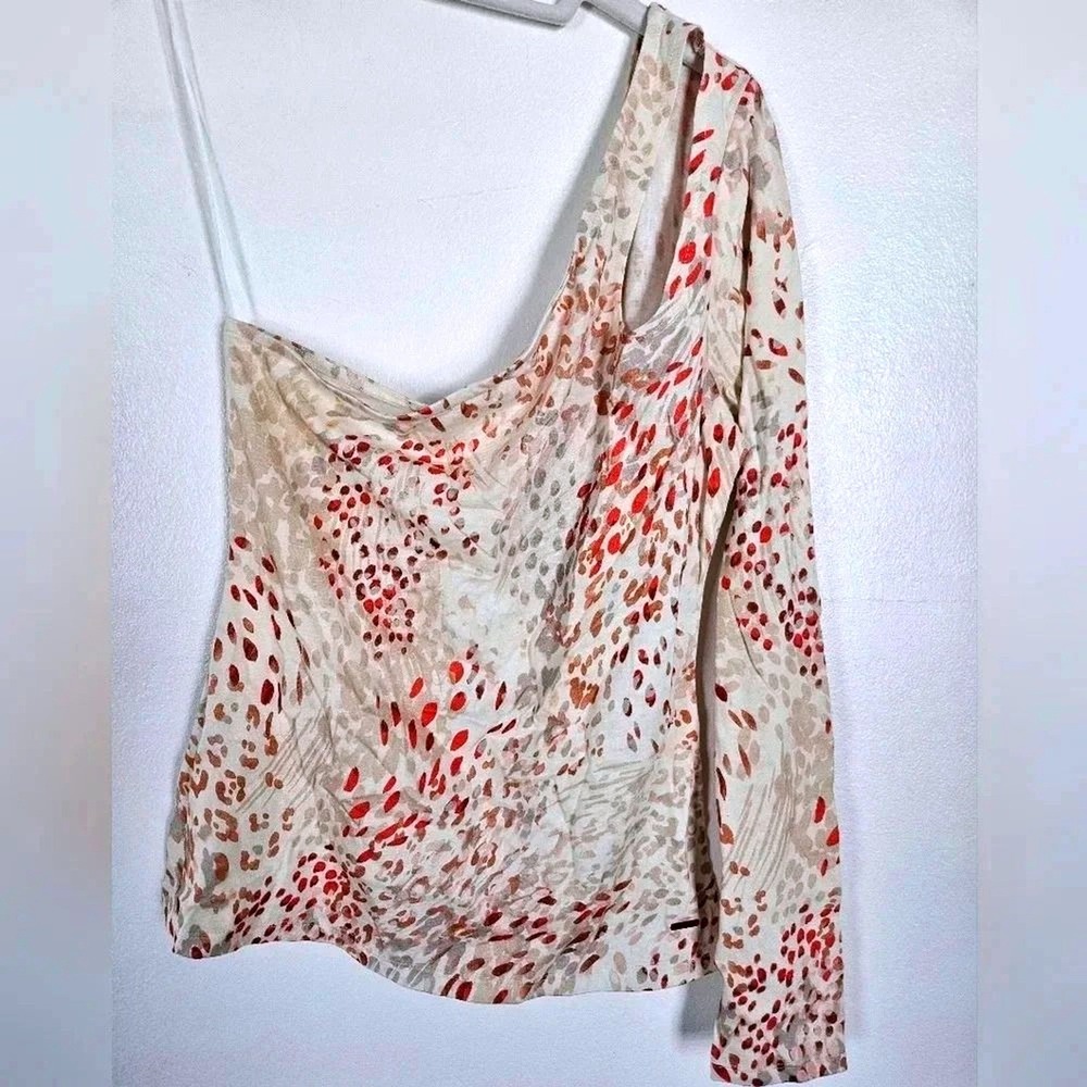 n: PHILANTHROPY Abstract Animal Print One Shoulder Top Women Size Small‎ NWT